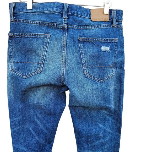 Men's Aero Slim Straight  Distressed Denim Blue Jeans Sz 30x32 - Picture 6 of 15